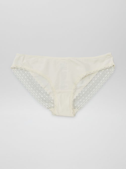 Pack de 3 braguitas algodón encaje - Kiabi