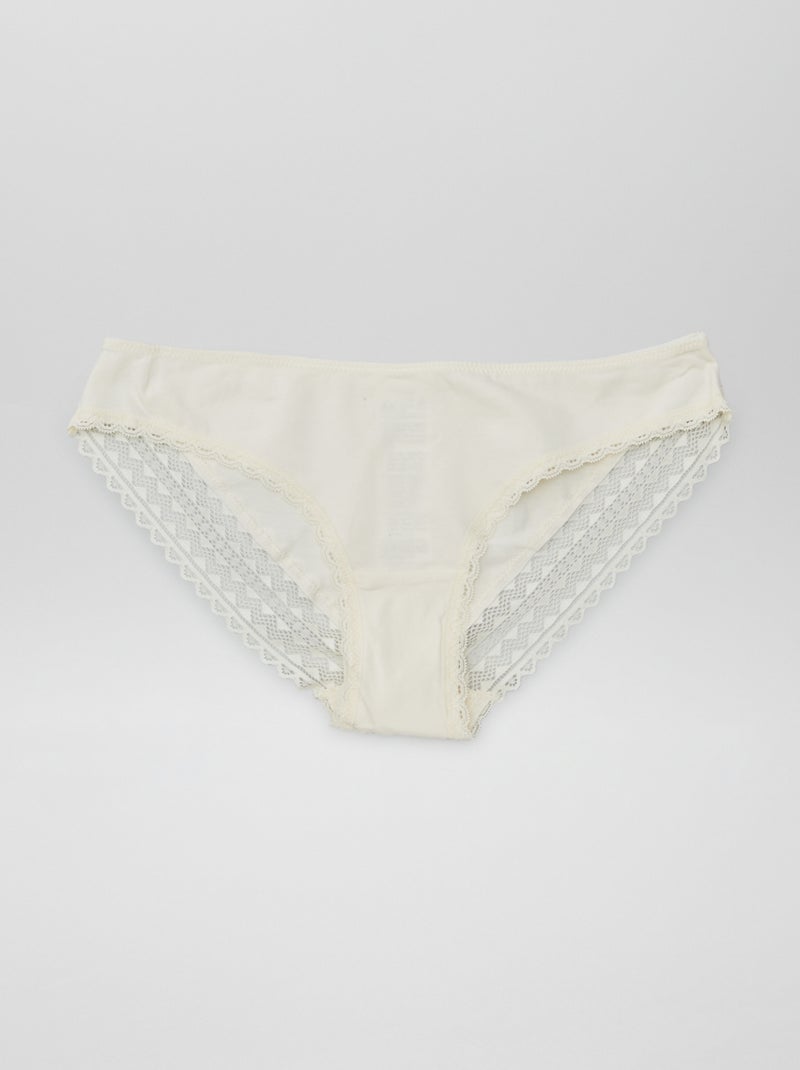 Pack de 3 braguitas algodón encaje KAKI - Kiabi