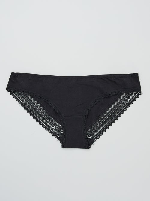 Pack de 3 braguitas algodón encaje - Kiabi