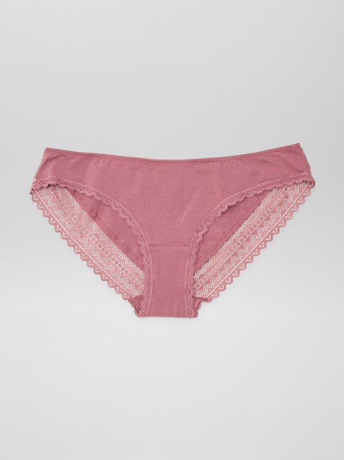 Pack de 3 braguitas algodón encaje - Kiabi