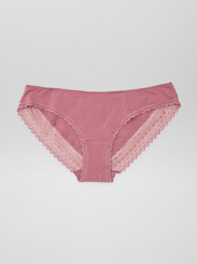 Pack de 3 braguitas algodón encaje PURPURA - Kiabi
