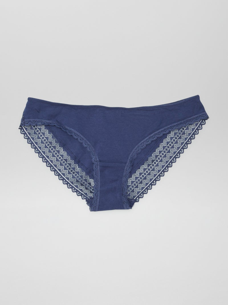 Pack de 3 braguitas algodón encaje PURPURA - Kiabi