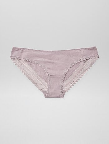 Pack de 3 braguitas algodón encaje