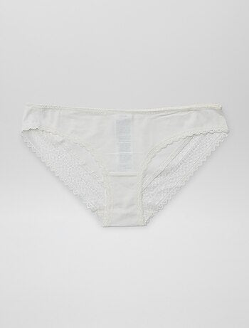 Pack de 3 braguitas algodón encaje