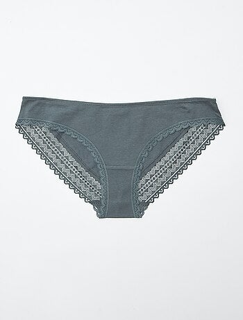 Pack de 3 braguitas algodón encaje