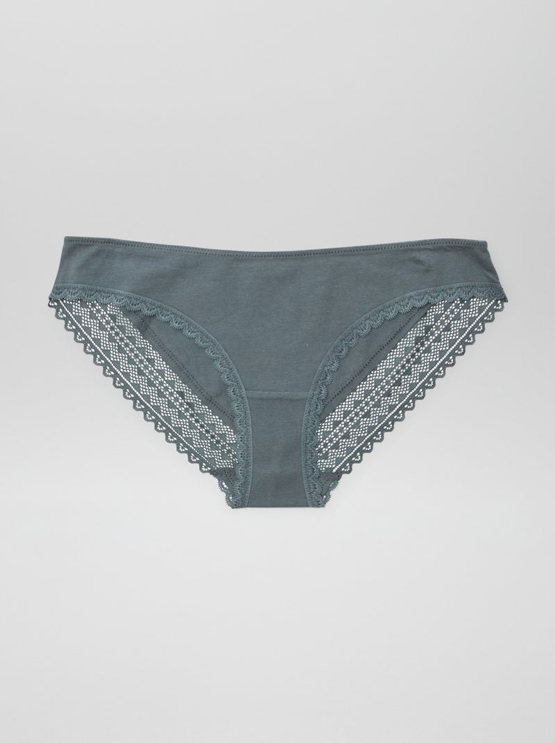 Pack de 3 braguitas algodón encaje ROSA - Kiabi