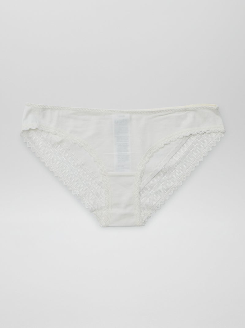 Pack de 3 braguitas algodón encaje ROSA - Kiabi