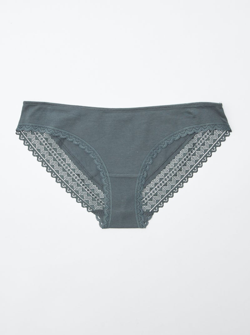 Pack de 3 braguitas algodón encaje ROSA - Kiabi