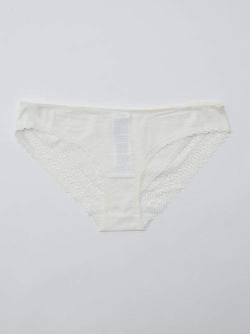 Pack de 3 braguitas algodón encaje - Kiabi