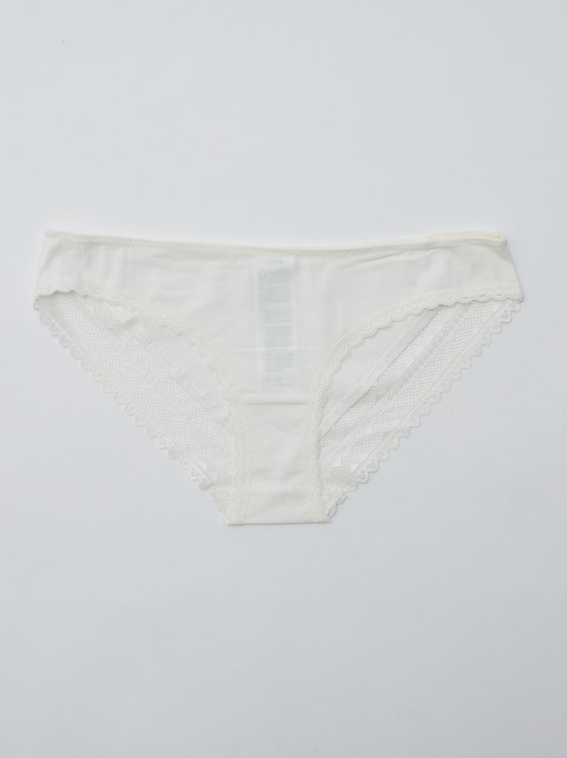 Pack de 3 braguitas algodón encaje ROSA - Kiabi