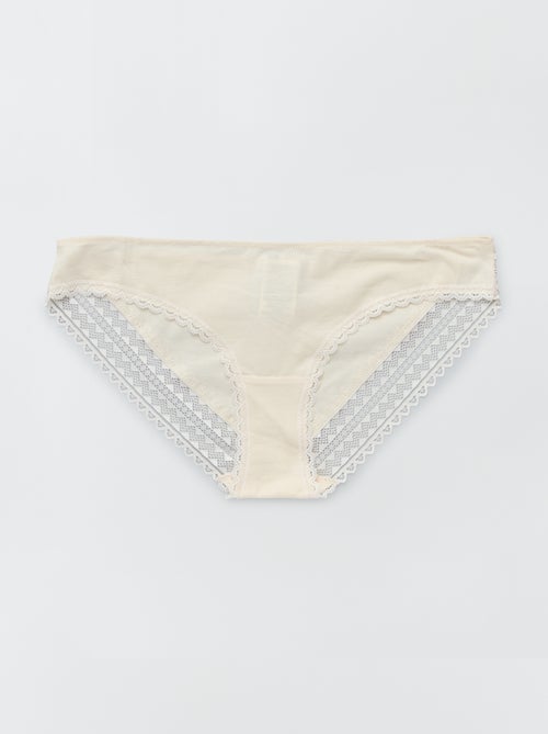 Pack de 3 braguitas algodón encaje - Kiabi