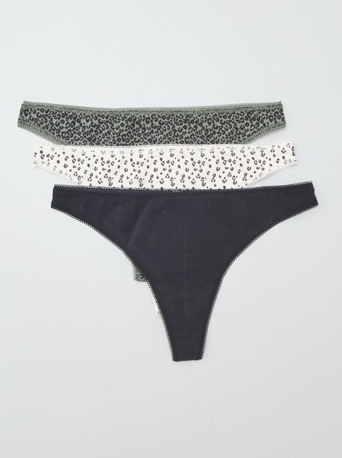Pack de 3 braguitas brasileñas de algodón - Kiabi