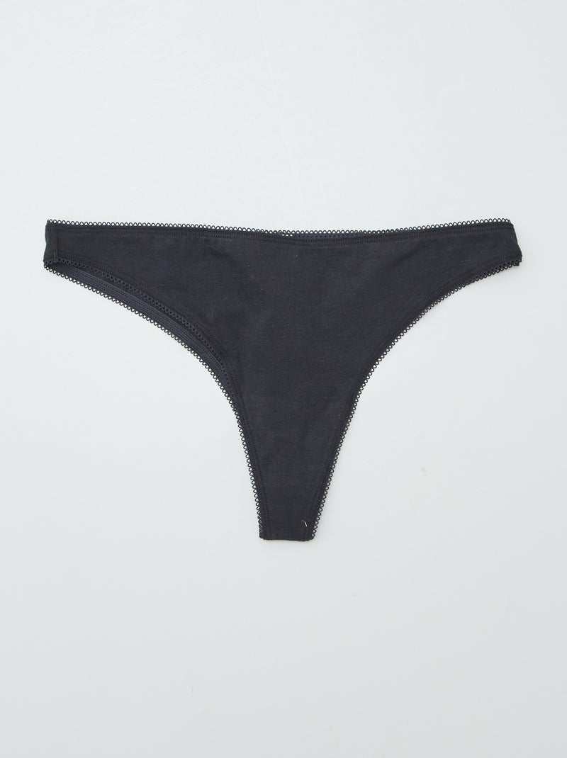 Pack de 3 braguitas brasileñas de algodón negro - Kiabi