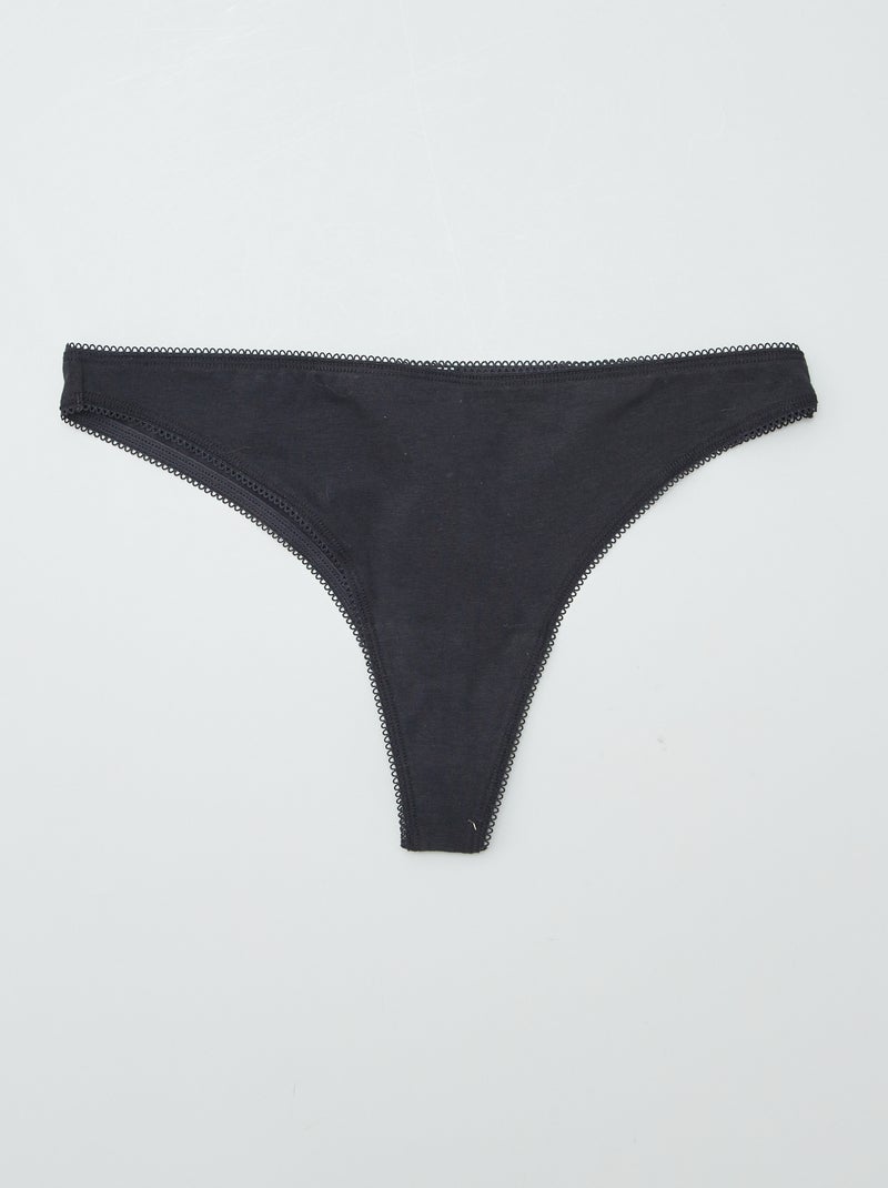 Pack de 3 braguitas brasileñas de algodón negro - Kiabi