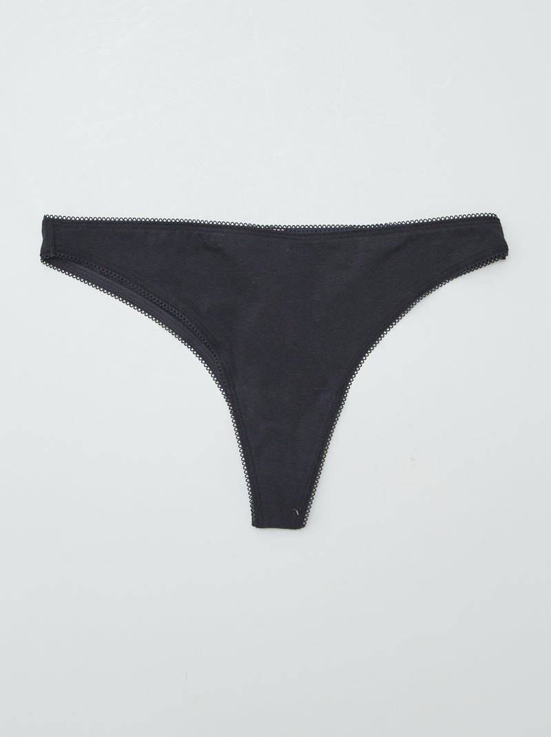 Pack de 3 braguitas brasileñas de algodón negro - Kiabi