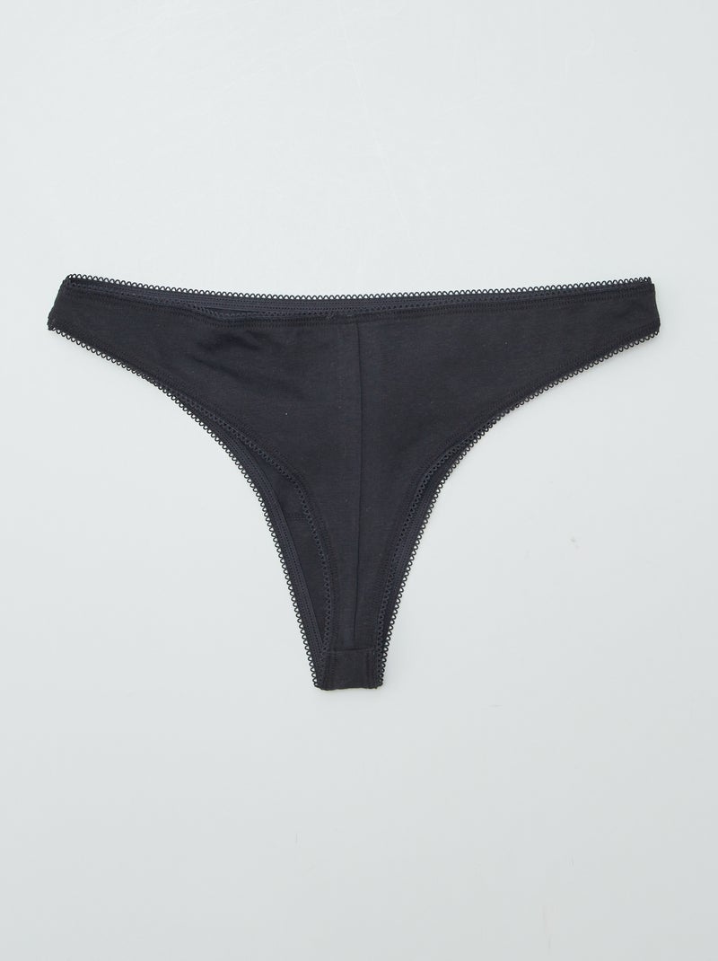 Pack de 3 braguitas brasileñas de algodón negro - Kiabi