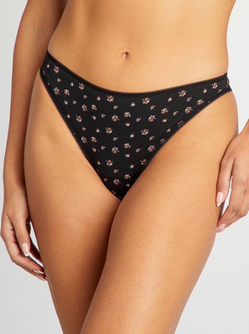 Pack de 3 braguitas brasileñas de algodón NEGRO - Kiabi