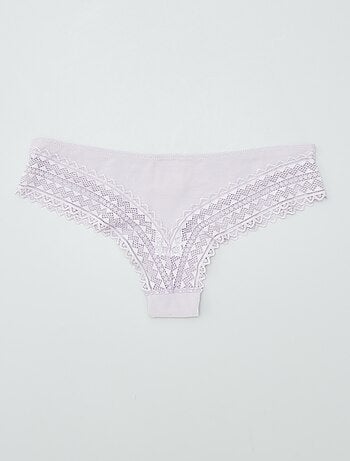 Pack de 3 braguitas brasileñas de algodón y encaje