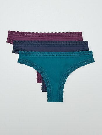 Pack de 3 braguitas brasileñas de canalé