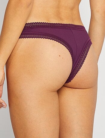 Pack de 3 braguitas brasileñas de canalé