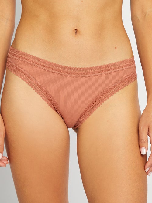 Pack de 3 braguitas brasileñas de canalé - Kiabi