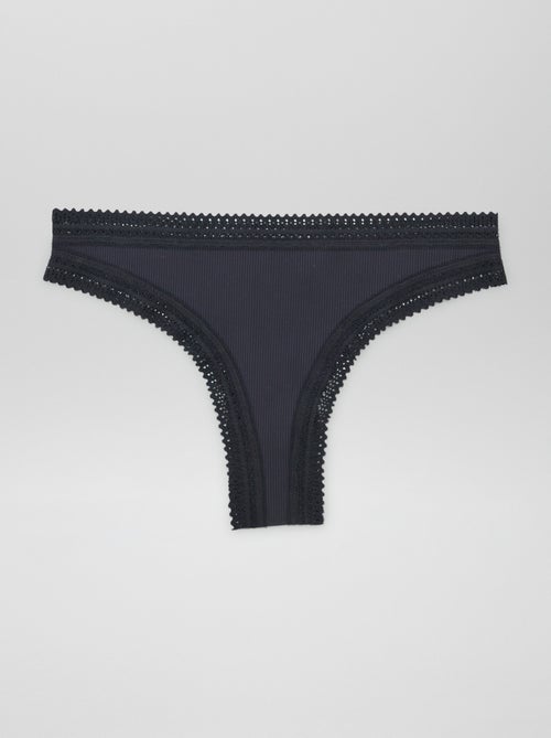 Pack de 3 braguitas brasileñas de canalé - Kiabi