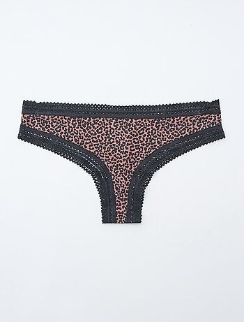 Pack de 3 braguitas brasileñas de microfibra estampadas