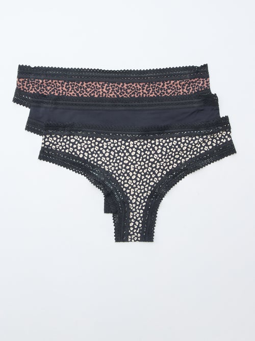 Pack de 3 braguitas brasileñas de microfibra estampadas - Kiabi