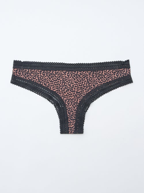 Pack de 3 braguitas brasileñas de microfibra estampadas - Kiabi