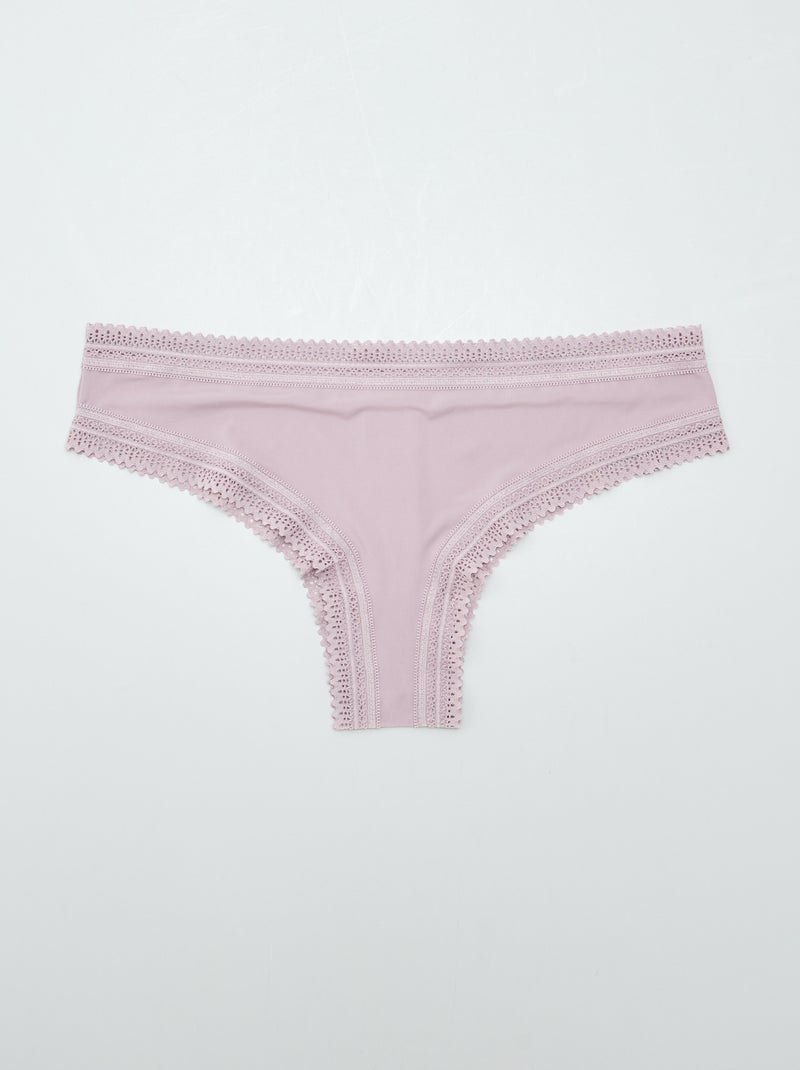 Pack de 3 braguitas brasileñas de microfibra estampadas PURPURA - Kiabi