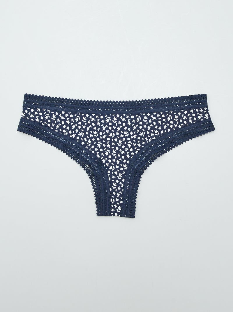 Pack de 3 braguitas brasileñas de microfibra estampadas PURPURA - Kiabi