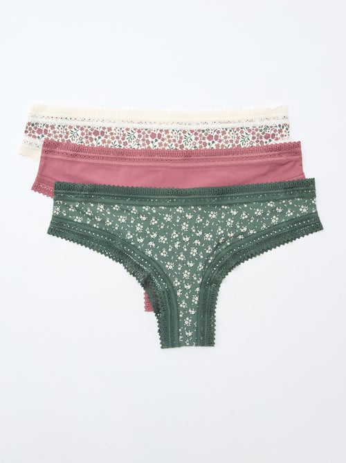 Pack de 3 braguitas brasileñas de microfibra estampadas - Kiabi