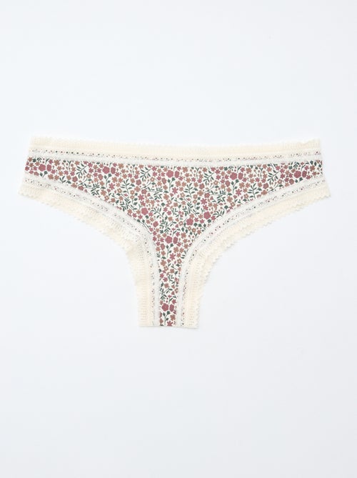 Pack de 3 braguitas brasileñas de microfibra estampadas - Kiabi