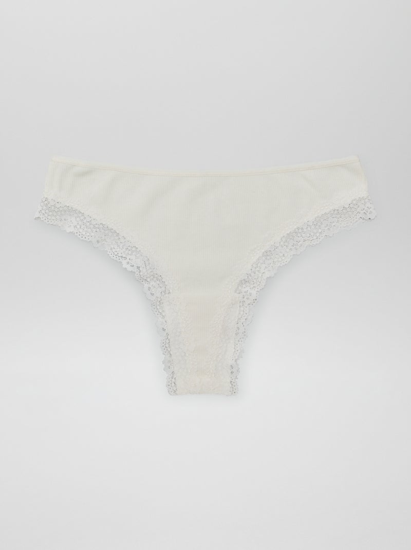 Pack de 3 braguitas brasileñas de punto de canalé castaño ciruela - Kiabi