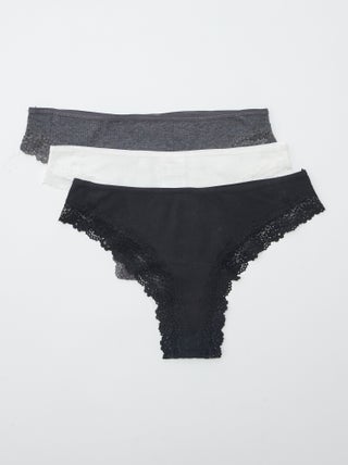 Pack de 3 braguitas brasileñas de punto de canalé
