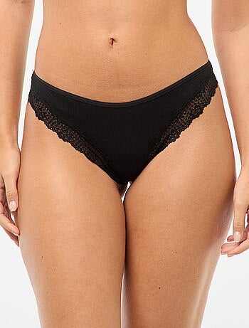 Pack de 3 braguitas brasileñas de punto de canalé