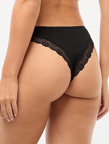 Pack de 3 braguitas brasileñas de punto de canalé