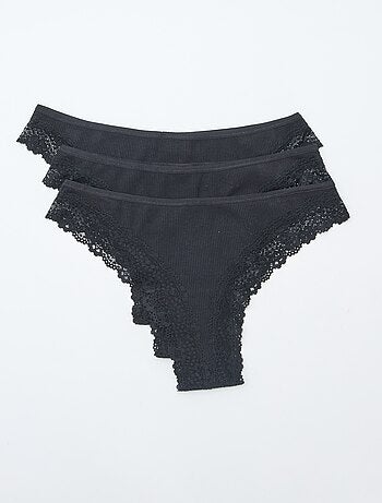 Pack de 3 braguitas brasileñas de punto de canalé