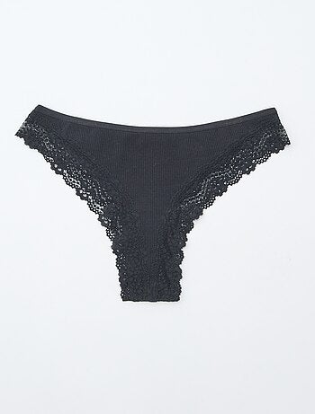 Pack de 3 braguitas brasileñas de punto de canalé