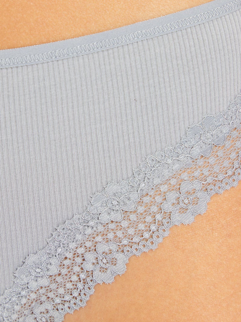 Pack de 3 braguitas brasileñas de punto de canalé ROSA - Kiabi