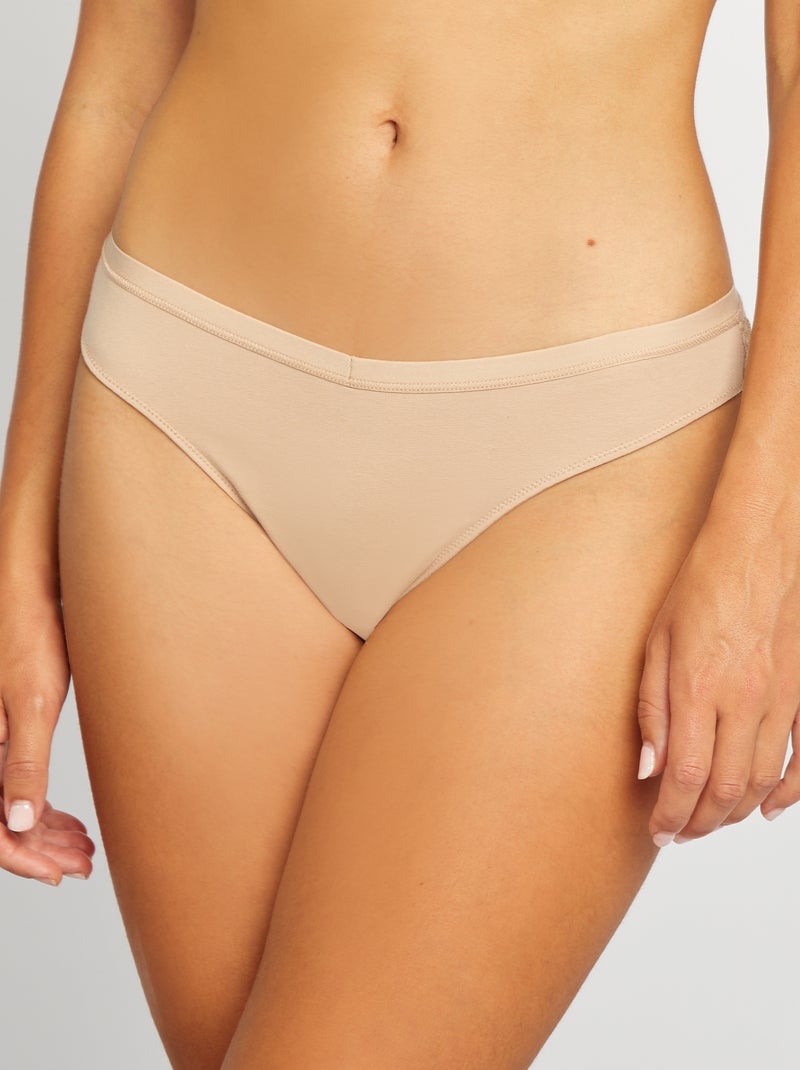 Pack de 3 braguitas brasileñas premamá con encaje BEIGE - Kiabi