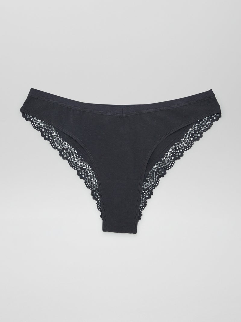 Pack de 3 braguitas brasileñas premamá con encaje BEIGE - Kiabi