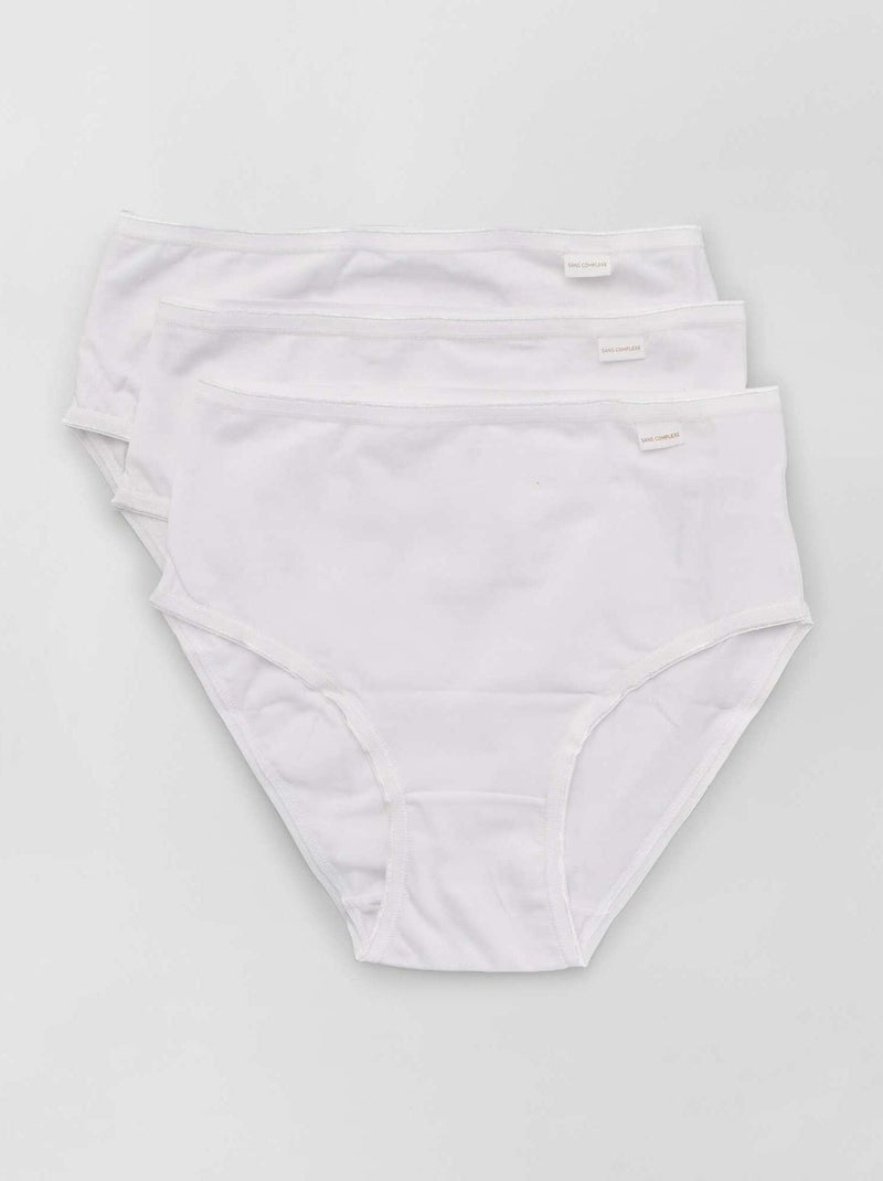 Pack de 3 braguitas clásicas 'Sans Complexe' blanco - Kiabi