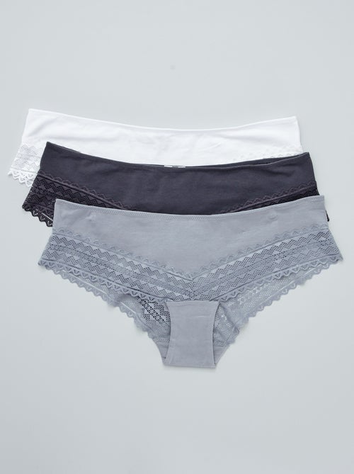 Pack de 3 braguitas con encaje - Kiabi