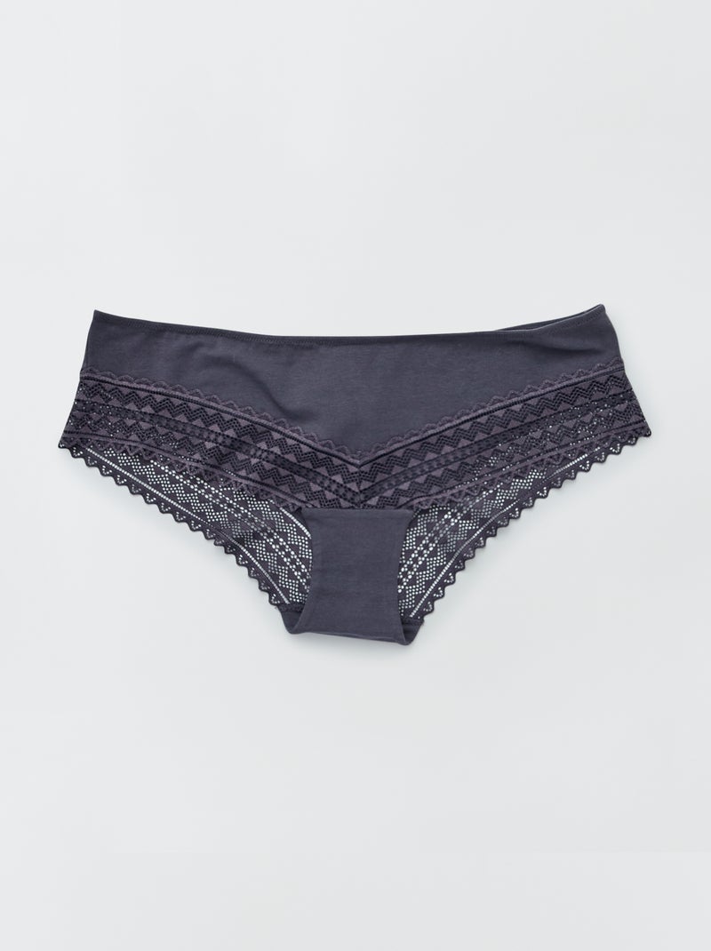 Pack de 3 braguitas con encaje AZUL - Kiabi
