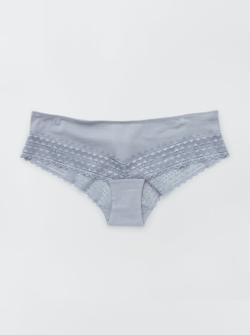 Pack de 3 braguitas con encaje AZUL - Kiabi