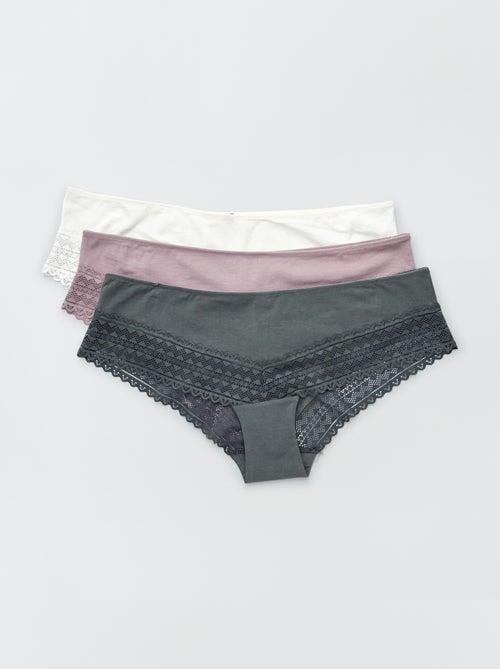 Pack de 3 braguitas con encaje - Kiabi