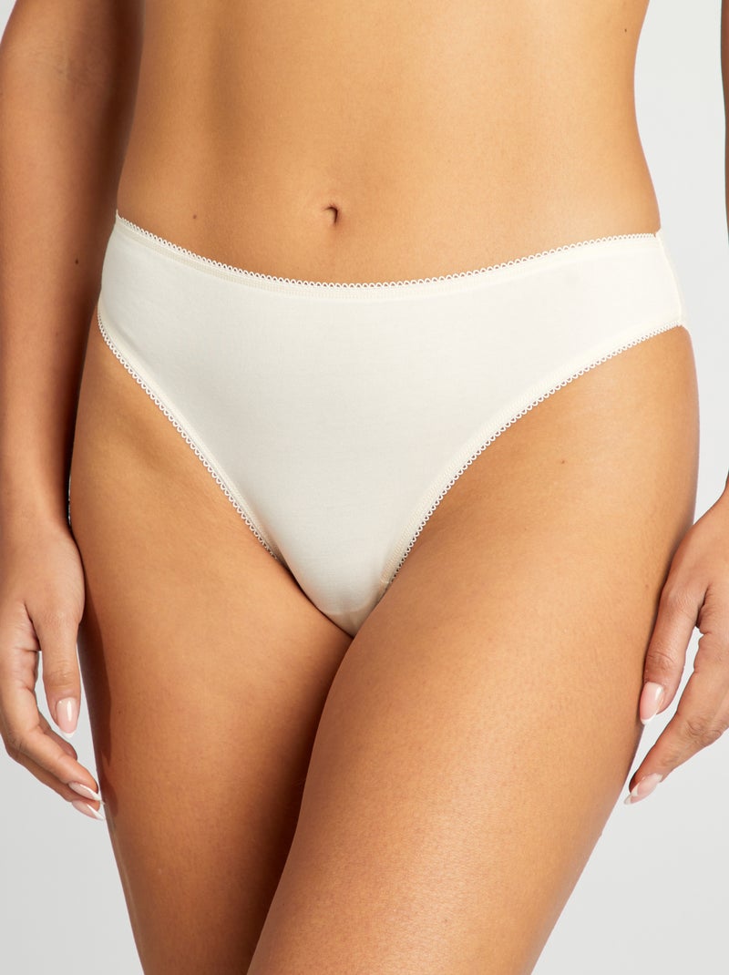 Pack de 3 braguitas de algodón BEIGE - Kiabi