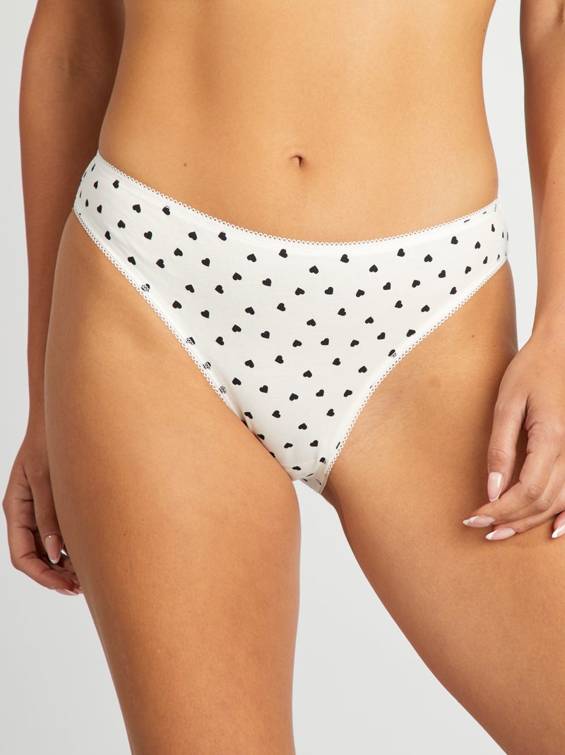 Pack de 3 braguitas de algodón BLANCO - Kiabi