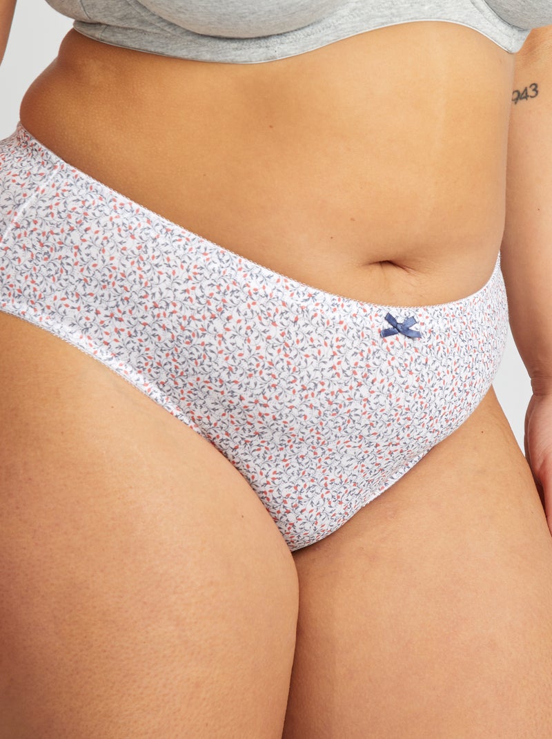 Pack de 3 braguitas de algodón elástico AZUL - Kiabi